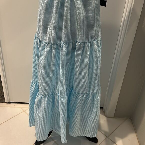 Maison Tara Baby Blue Gingham Dress - Picture 3 of 7